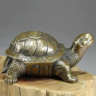 Collectable Brass Carved Gold Mini Animal Scarab Sea Turtle Statue Free Shipping 