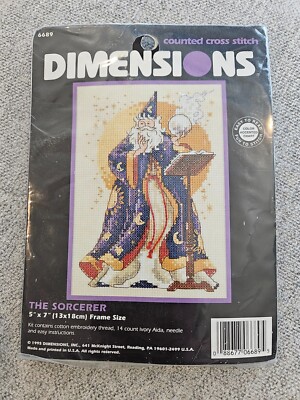 Vintage Dimensions Counted Cross Stitch The Sorcerer  #6689 Vintage 1995 5X7 NIP