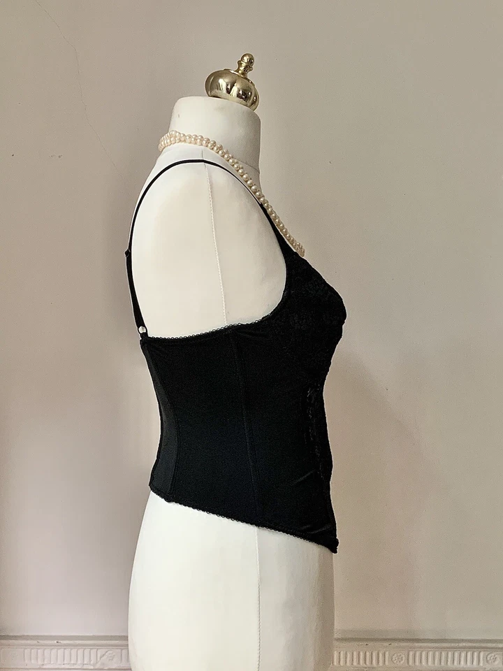 Correas ajustables de encaje delantero bustier Evie negro talla 36D Foto 4 de 4