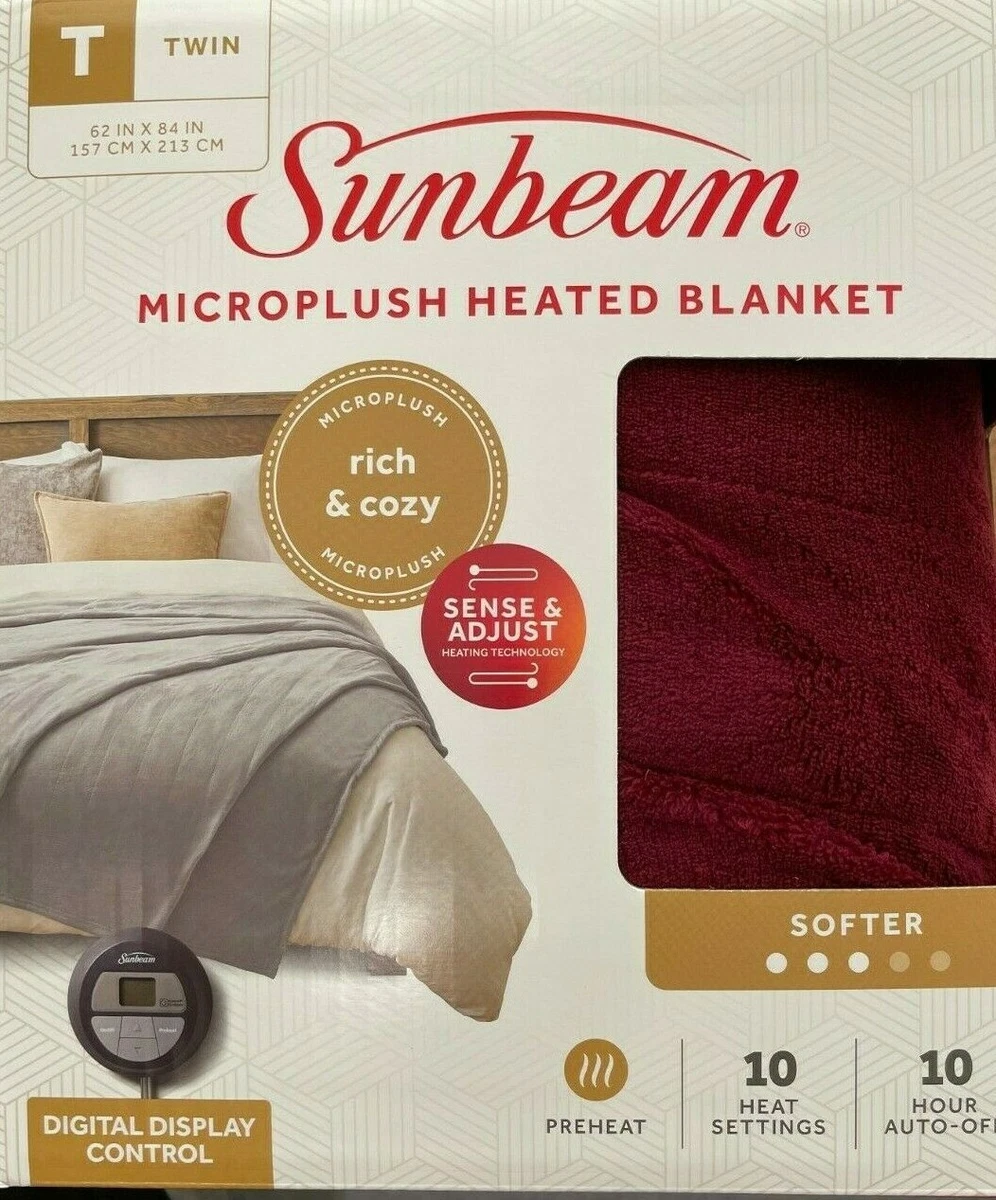 Sunbeam - 2152738 - Electric Heated Overblanket - Garnet - Twin Size | eBay