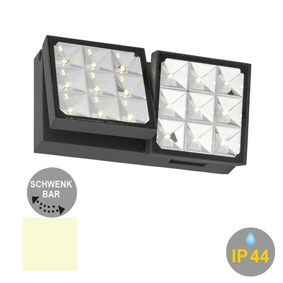 LED-Außen-Wand-Leuchte AJAX  Aluminium-Druckguss schwarz Strahler verstellbar