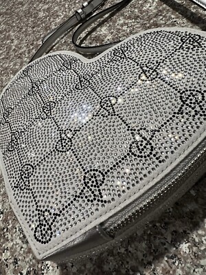 Victoria's Secret Small Silver Rhinestone Faux Leather Heart