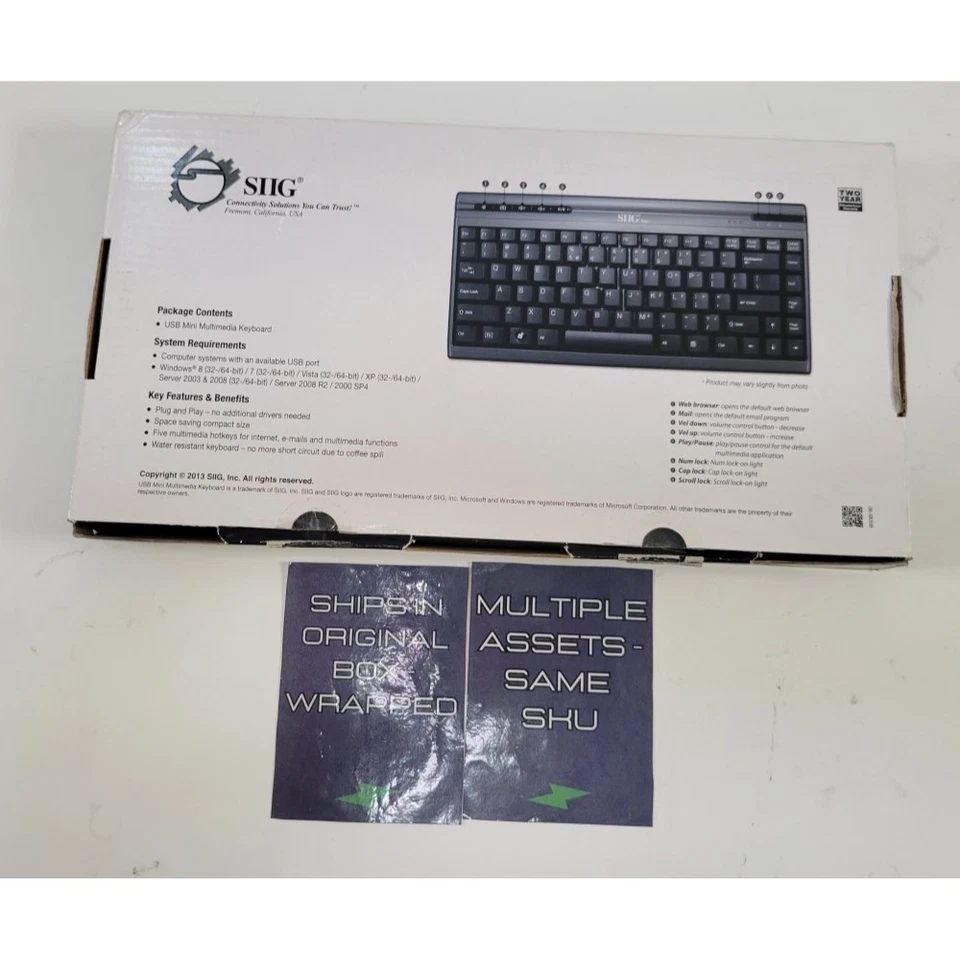 SIIG 02-1230B Mini MultimediaKeyboard - New Open Box - Image 3 of 3