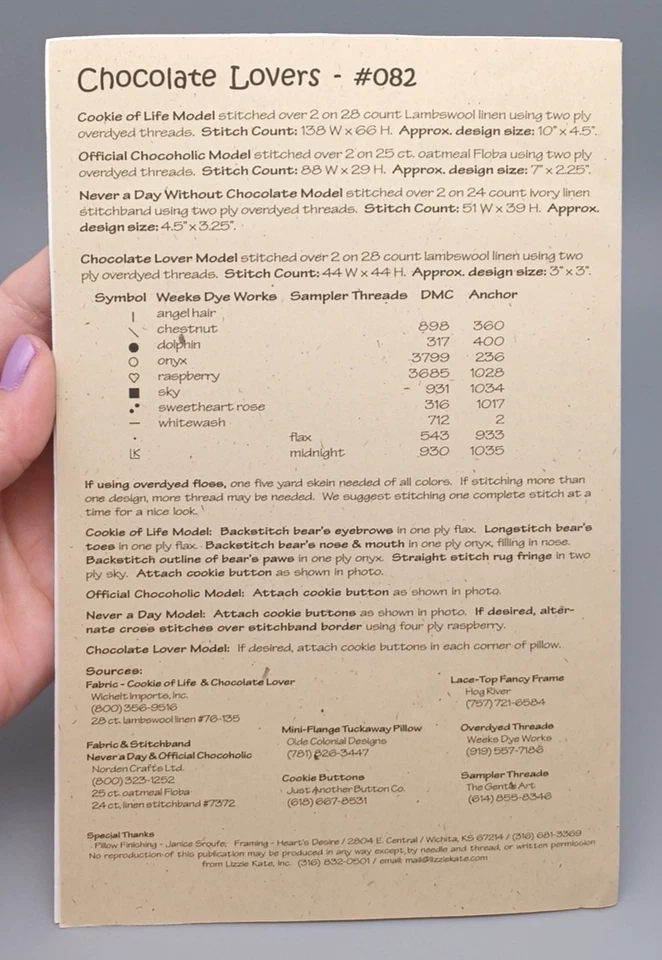 Lizzie Kate CHOCOLATE LOVERS  Counted Cross Stitch Pattern - Image 3 of 3