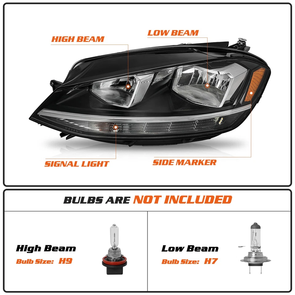 Left&Right Headlight For 2018 2019 2020 2021 Volkswagen Golf VW2502176 VW2503176 Foto 2 de 4