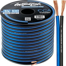 Install Link 14 AWG Gauge Speaker Wire Cable 100 Feet, Frosted Blue/Black 