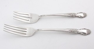 International Sterling Silver in Brocade Pattern Dinner Fork 7 1/4" Salad 6 1/2"