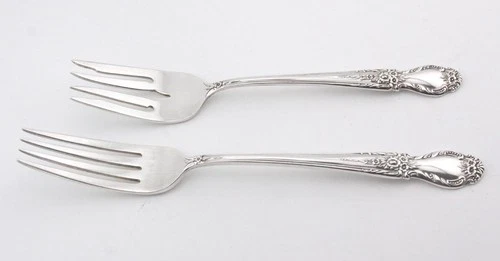 International Sterling Silver in Brocade Pattern Dinner Fork 7 1/4" Salad 6 1/2"