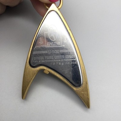 Vtg Star Trek 30th Anniversary Fossil Pocket Watch Gold Tone Chain