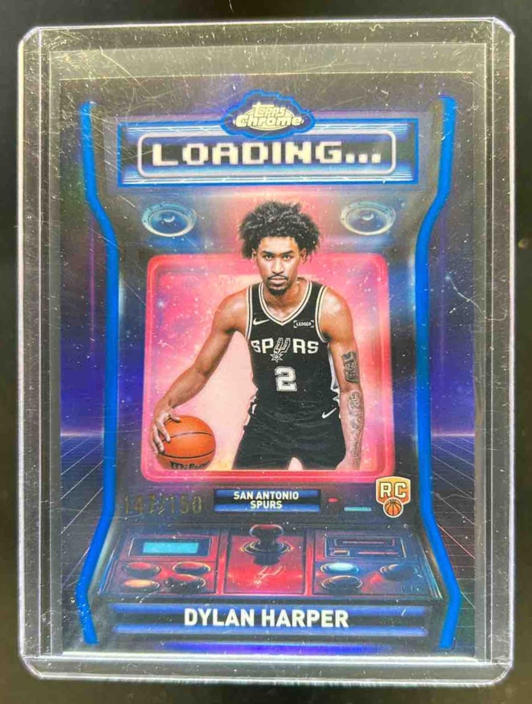 2025-26 Topps Chrome Dylan Harper Loading RC Blue Refractor #/150 Spurs