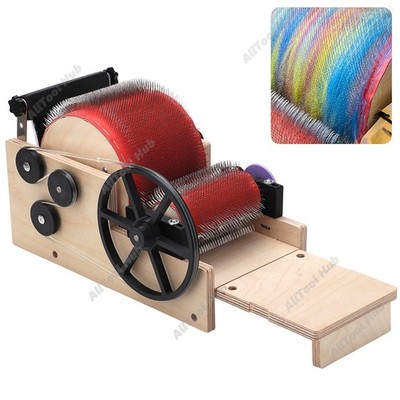 Wooden Frame Drum Carder Manual Wool Carding Machine Fiber Blending / DIY Craft