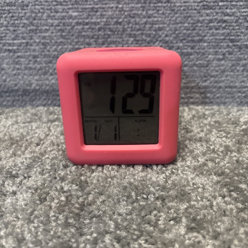 Pink Non Internet Connect Alarm Clock With Calendar Cube