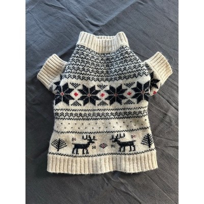 Vintage RALPH LAUREN Dog Sweater Shetland Wool fair isle white sz M Nordic 