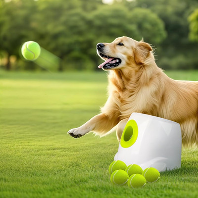 Automatic Dog Ball Launcher, Interactive Fetch Toy for Medium to Large Dogs, Rec