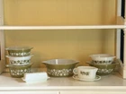 Vintage Pyrex Spring Blossom Green Crazy Daisy Lot Casseroles Bowls Butter Gravy