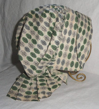 Antique Sun Bonnet w/Bavolet  Work Cap  Green  Cream  Original pc