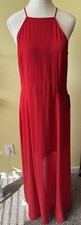 Express Red Halter Maxi Dress Size 10 NWT High Neck Chiffon Overlay Minimalist