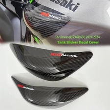 Real Carbon Fiber Tank Sliders Decal Cover For Kawasaki ZX6R 636 2019-2024 2023