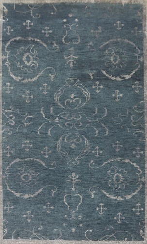 Modern Abstract Green Wool Area Rug Floral Hand-made Contemporary Carpet 5x8 - Picture 1 of 12