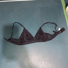 All.You. LIVELY Size Medium Women's Busty Stripe Mesh Bralette - Jet Black