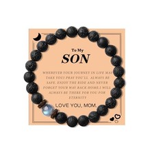 To My Son Bracelet From Mom Dad Beaded Hematitedjustable Bracelet Birthday A
