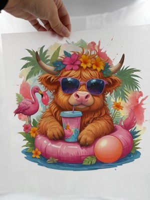 Floaty Highland Dtf Print 11 in x 10.5 in