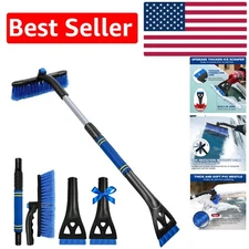 Durable 34" Snow Scraper with 360° Head & Anti-Scratch Features for All Vehicles