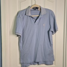 Polo Ralph Lauren Light Blue 100 Cotton Men's S Short Sleeve Polo Shirt Logo