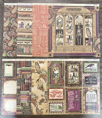 Graphic 45 *RARE ODDITIES* 12x12 Paper Collection  2015 Halloween 8 Sheets RARE