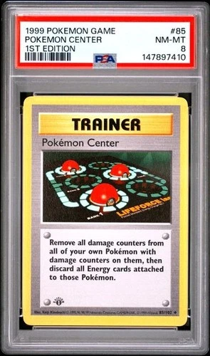 1999 POKEMON GAME #85 POKEMON CENTER 1ST EDITION BASE SET PSA 8