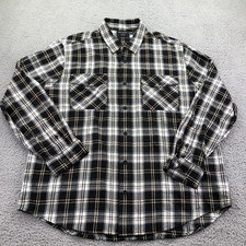 Harley-Davidson Shirt Mens 2XL Black Plaid Long Sleeve Flannel Button Up Casual