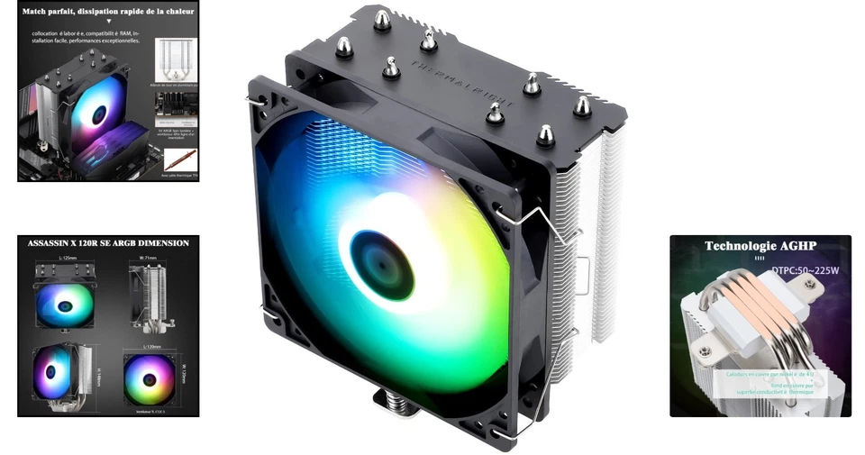 Luftkühler CPU Aluminium 120mm ARGB Heatpipes für AMD Intel 1700 1151 - Bild 2 von 4