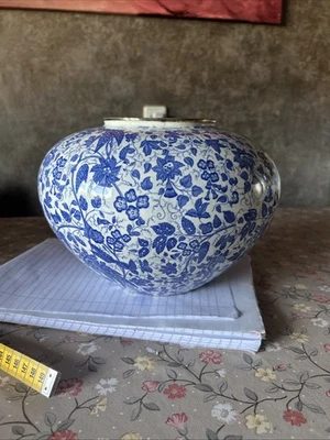 Wächtersbach Manila große Kugelvase 50er Jahre Blau Weiß Goldrand 19 cm - Bild 1 von 4