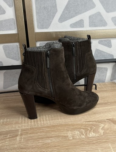 Donald J. Pliner Edina Suede leather ankle Booties Brown sz 6 6.5 7 M high heels - Picture 4 of 8