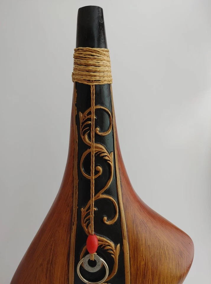 Jarrón de piso vintage de madera para botella de vino boho de madera retro primitivo 17" Foto 3 de 4