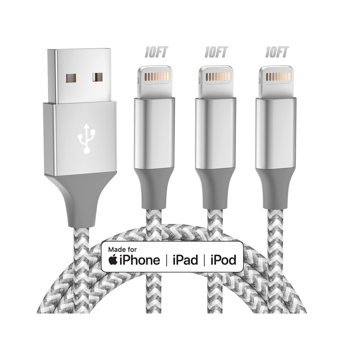 iPhone Charger [Apple MFi Certified] 3pack 10FT Long Lightning Cable Fast 