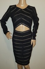 House Of CB London NWT 4-6 Small Black Lace Keyhole Drop Back Sexy Party Dress 