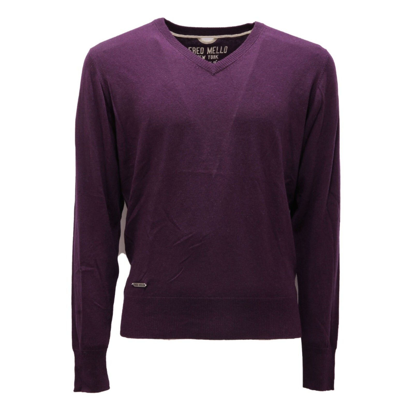 5969AL maglione uomo FRED MELLO мужской шерстяной свитер с v-образным вырезом фиолетовый