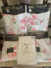 Vintage Pequot Twin Flat Fitted Sheet Pink Flower Power 2 Flat 2 Fitted /Pr PC