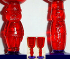 2 ACRYLIC CHRISTMAS WINE WATER GLASSES SANTA & SNOWMAN STEMS RED w BLUE FOOT — photo 1