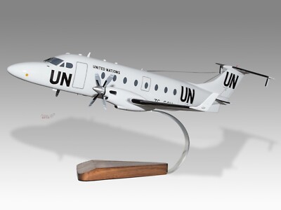 Beechcraft 1900 1900D United Nations Solid Mahogany Wood Handcrafted Model