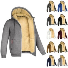 Mens Fleece Fluffy Hoodie Long Sleeve Sweatshirt Warm Hooded Thicken Jacket Coat