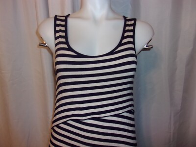 DESIGN HISTORY Women's Blue & Ivory Striped Tiered Maxi Dress SIZE S | eBay