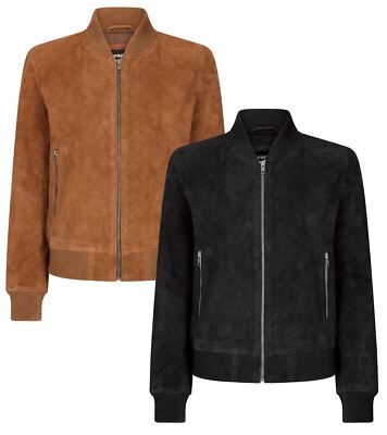Infinity Varsity Damen Wildleder Bomberjacke Leder