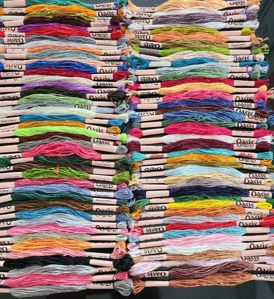 100 Shiny Silk Rayon Cross Stitch Embroidery Threads Lot Embroidery Thread Floss - Image 3 of 4