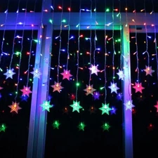 96 LED Snowflake Fairy String Lights Curtain Window 8 Modes Xmas Party Decor US