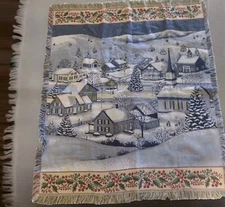 Mohawk Home Tapestry Throw Blanket Snow Christmas Afghan Tapestry Made In USA 