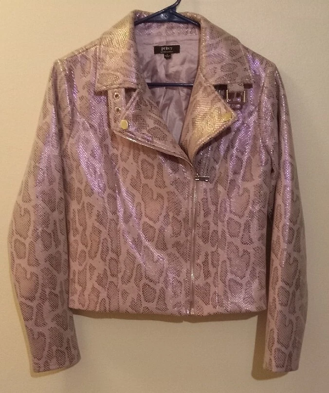 Privy Brand Pink Lilac Purple Iradescent Snakeskin Jacket Small