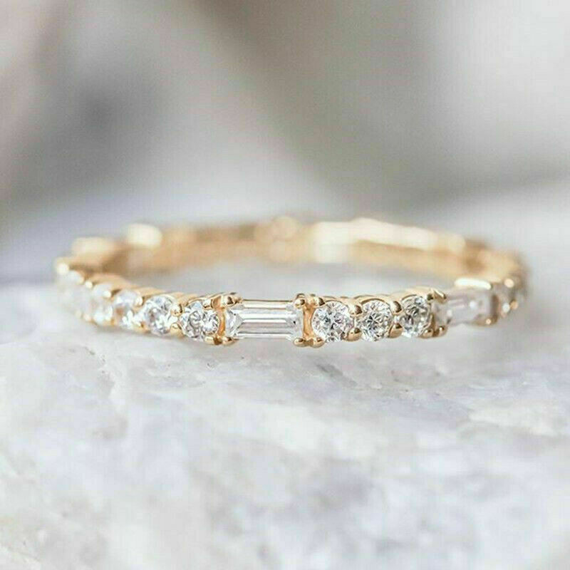 1Ct Baguette Diamond Eternity Band Bridal Wedding Ring 14K Yellow Gold ...