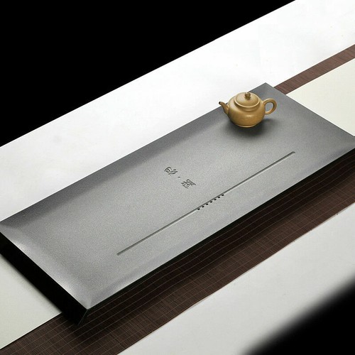 Complete Stone Weighted Tea Tray Chinese Words Carved Black Stone Tea Table Big - Picture 14 of 15